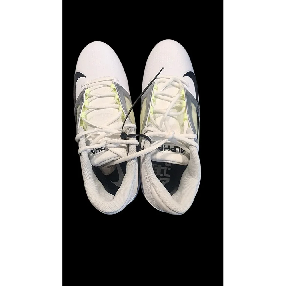 Nike Alpha Menace 4‎ Pro Mens 11.5 White Black Cleats LIKE NEW Football